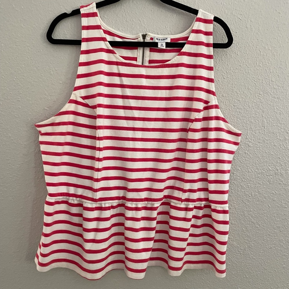 Pink & White Stripe Peplum Top Old Navy size XXL